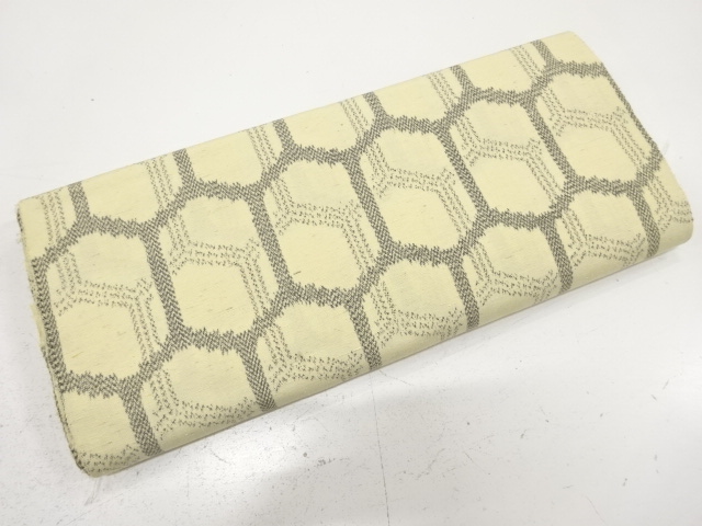 アンティーク　手織り紬　亀甲模様織り出し　着物洗い張り